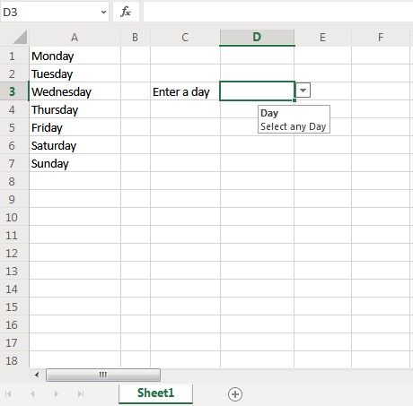 input message in excel