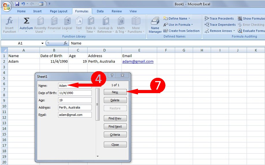excel data entry 