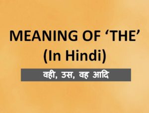 Meaning Of 'THE' In Hindi & Its Uses