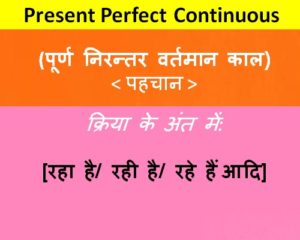 present perfect continuous tense in hindi